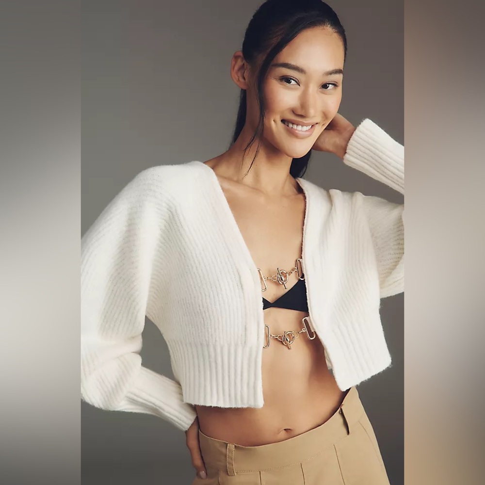Anthropologie Rhea Hardware Cropped Cardigan- XS